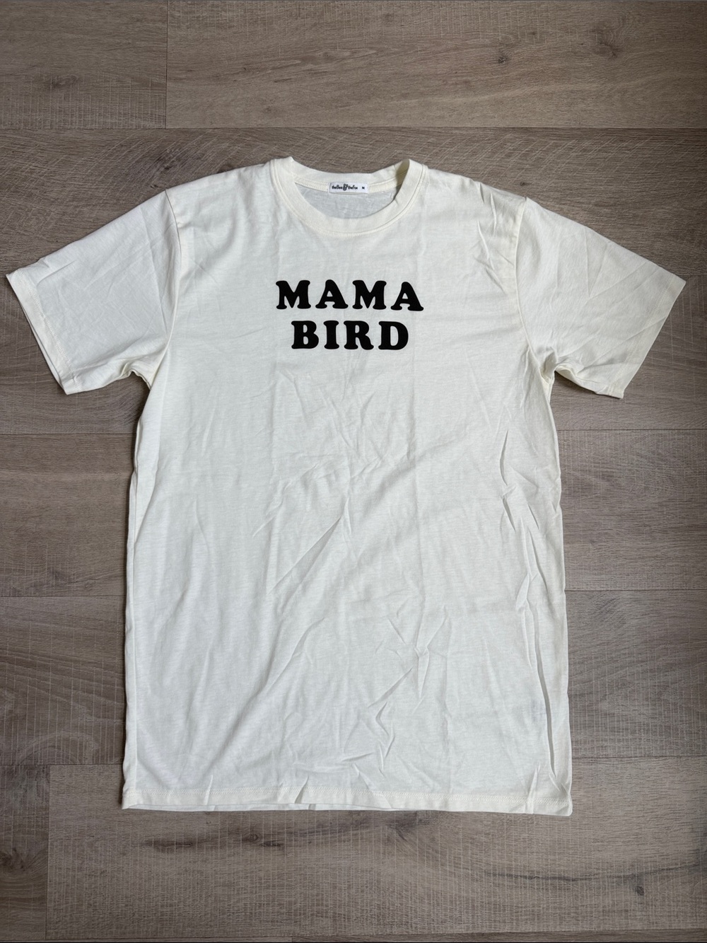 The Bee & The Fox "Mama Bird" graphic tee in cream, size medium. Brand new.
